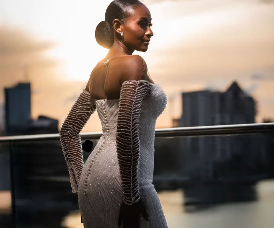 Bride wearing a bespoke gown by The Feyi Agbaje