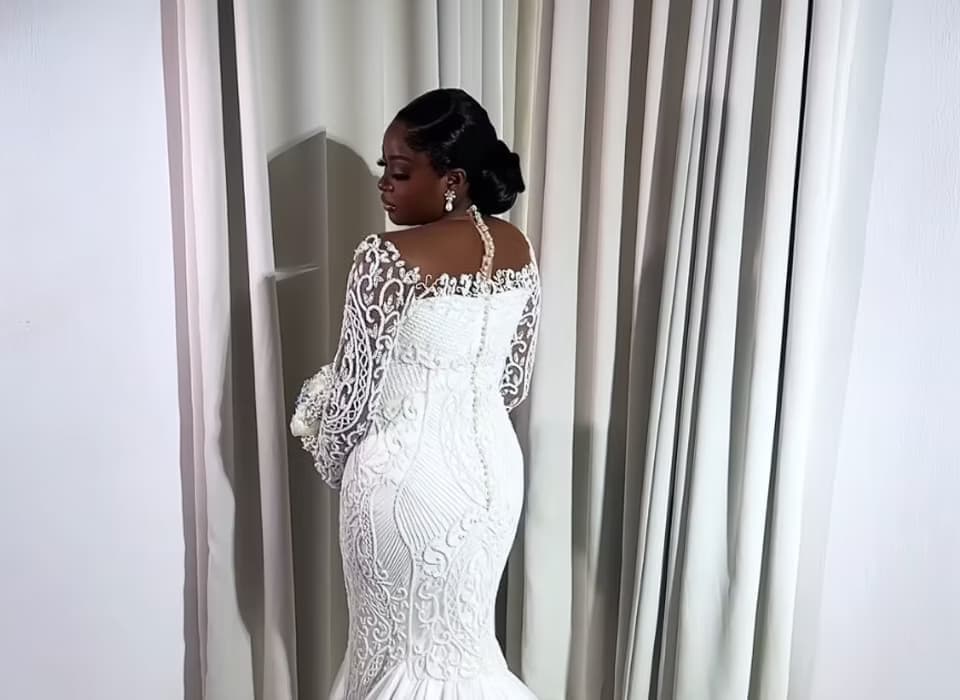Bride in a bespoke gown by The Feyi Agbaje